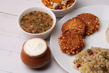 Navratri Upwas Thali / Fasting food platter.