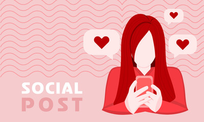 Red Monochrome Flat Character Illustration