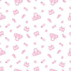 Seamless pattern with sport clothes and equipment.