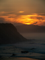 sunset on the coast of zumaia.
