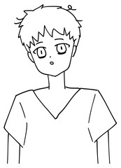 睡眠不足の目の下に隈のある看護師　　【線画】