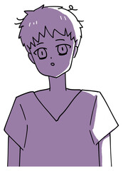 睡眠不足の目の下に隈のある看護師