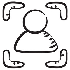 
Focus person icon, doodle line vector design.
