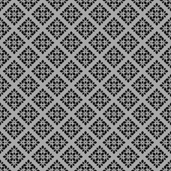 Flower geometric pattern. Seamless vector background. Black and gray ornament. Ornament for fabric, wallpaper, packaging. Decorative print