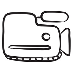 
Professional movie camera, doodle icon design 
