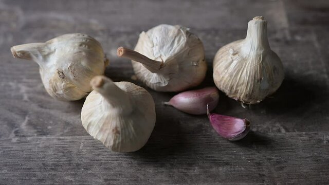 garlic on a wooden table