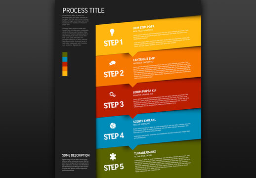 Progress Infographic with Five Color Steps and Icons