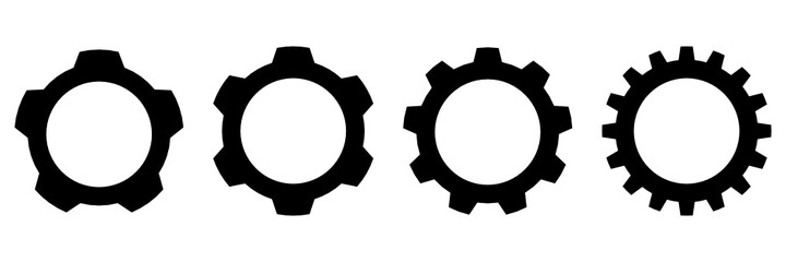 Set of Black gear wheel icons - obrazy, fototapety, plakaty