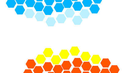 Abstract background made with geometric hexagons in yellow and blue colors