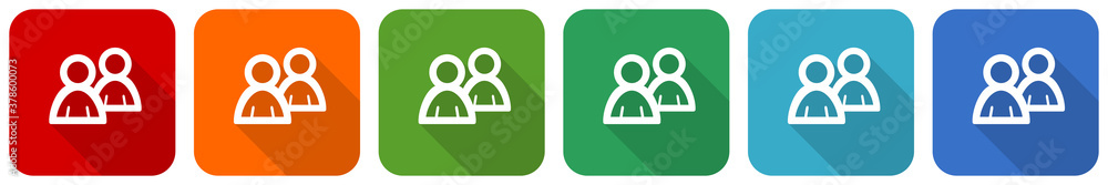 Leinwandbilder blog icon set, flat design vector illustration in 6 colors options for webdesign and mobile applicat
