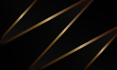 Abstract black background with gold stripes. Elegant dark texture with space for text. Luxury Vector Illustration