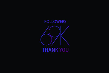 69k, 69.000 Followers Luxury Black Purple Thank you anniversary, minimalist logo, jubilee on black background for Social Media - Vector