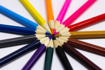 Fototapeta premium colored pencils on a white background