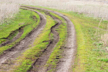 Fototapeta na wymiar Inactive dirt road in the countryside.