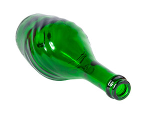 One green wine champange bottle isolated on the white