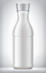 Plastic Bottle on background with Milk. 