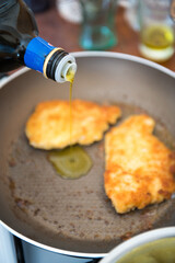 fried pork chops in the pan