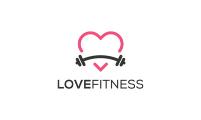 Obraz premium Combination logo from heart and gym or fitness symbol logo design concept 