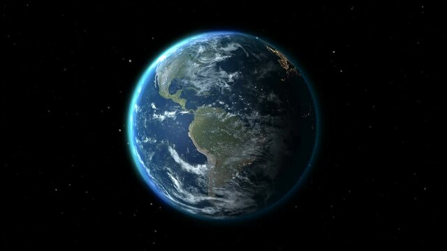 Realistic Earth Rotating on space (Loop). Texture map courtesy of NASA