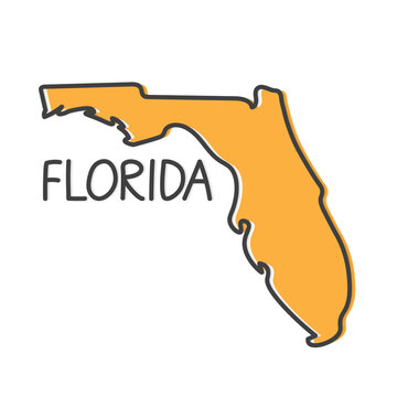Outline Florida Map- Vector Illustration
