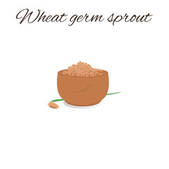 Young green shoots and grains of wheat.Raw materials for the manufacture of healthy food, cosmetics.Flat style.Vector image.