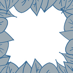 Blue tropical leaves with frame.