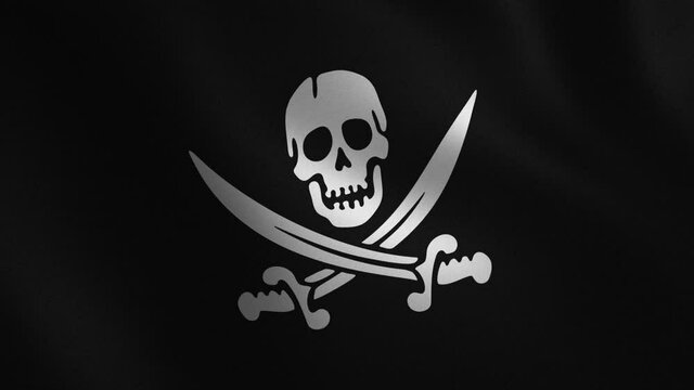 Jolly Roger flag waving. Abstract background. Looped animation