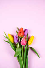 Colorful beautiful bouquet of tulips for easter