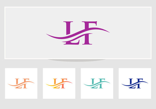 Swoosh Letter LF Logo Design for business and company identity. Creative LF letter with luxury concept.