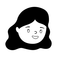 female happy face character cartoon isolated design white background line style