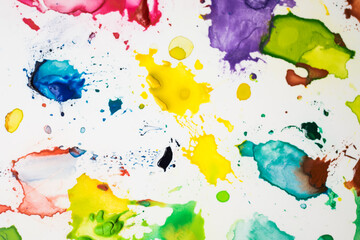 set of colorful watercolor splashes with white background
