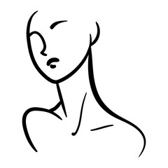 Minimalistic portrait of woman head till shoulders