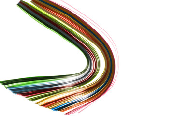 curl rainbow strip paper on white background
