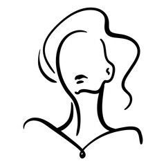 Minimal logo portrait of woman line silhouette