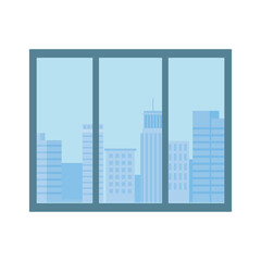 window urban city buildings view isolated design white background