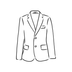 Drawing one continuous line. Men's jacket. Linear style, men's blazer vector sketch illustration