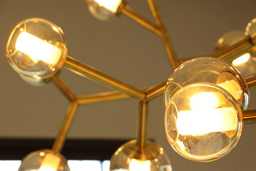 Close up detail of pendant chandelier, Beautiful ceiling lighting for interior design