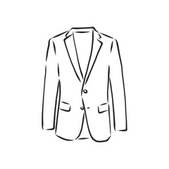 Drawing one continuous line. Men's jacket. Linear style, men's blazer vector sketch illustration