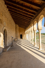 Entrance of the Mozarabic monastery of San Miguel de Escalada in which you can see the horseshoe arches