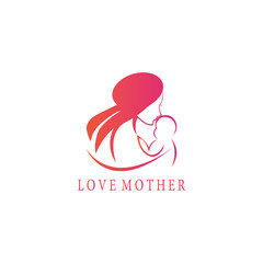 Mother and child illustration love symbol design clipart color vector template