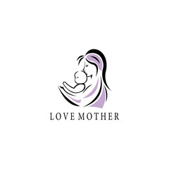 Mother and child illustration love symbol design clipart color vector template