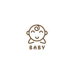 creative  baby logo outline illustration with color design vector template