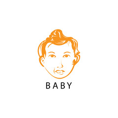 creative  baby logo outline illustration with color design vector template