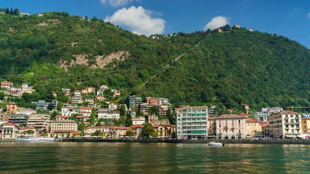 Time lapse of funicular railway which connects Como to Brunate.From the top of the mountain you can admire incredible views.The city of Como,Como lake and the Alps.