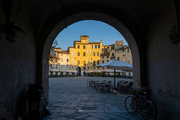 Anfiteatro square in Lucca. Lucca is a thriving and cosmopolitan city, with a rich history and...