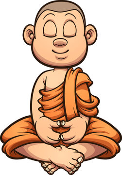 Cartoon meditating Buddhist monk kid. Vector clip art illustration with  simple gradients. All on a single layer. Stock Vector | Adobe Stock