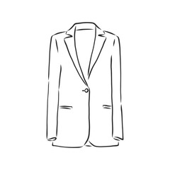 Set of vector isolated women s jackets, front view, women's blazer, vector sketch illustration