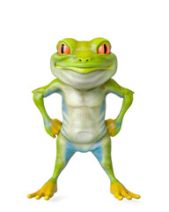 frog cartoon doing a power pose