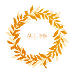 Autumn frame with colorful leaves. Nature wreath. Vector flat illustration.