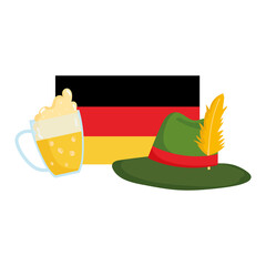 oktoberfest festival, flag hat and beer celebration germany traditional